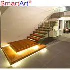 Modern steel beam glass wood staircase