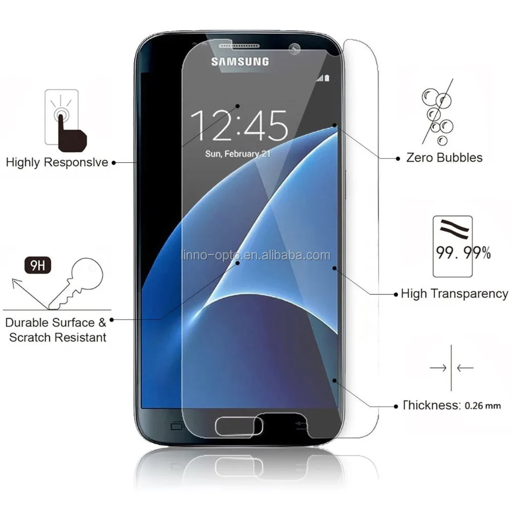 Wholesale 9H 2.5D round edge tempered glass screen protector for Samsung galaxy S7 protector film