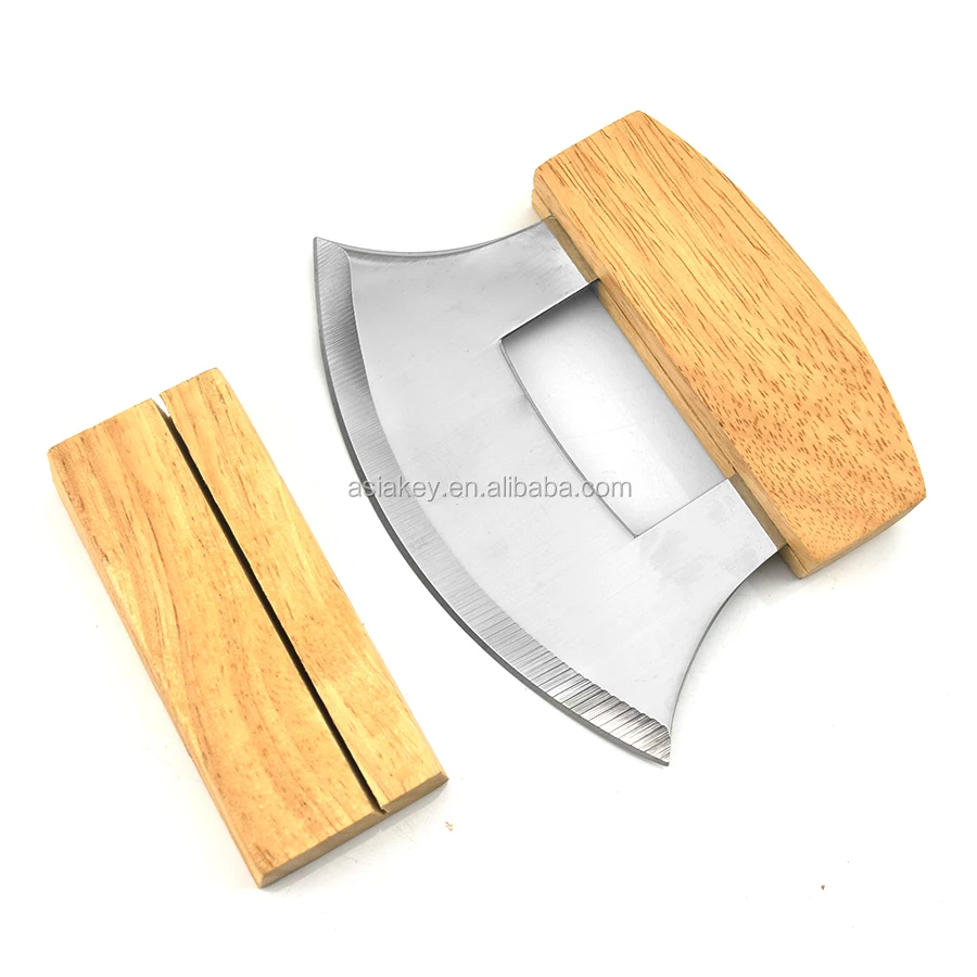 鲁刀用于切割蔬菜切片工具优质不锈钢厨房切割食品用切菜板橡胶木材