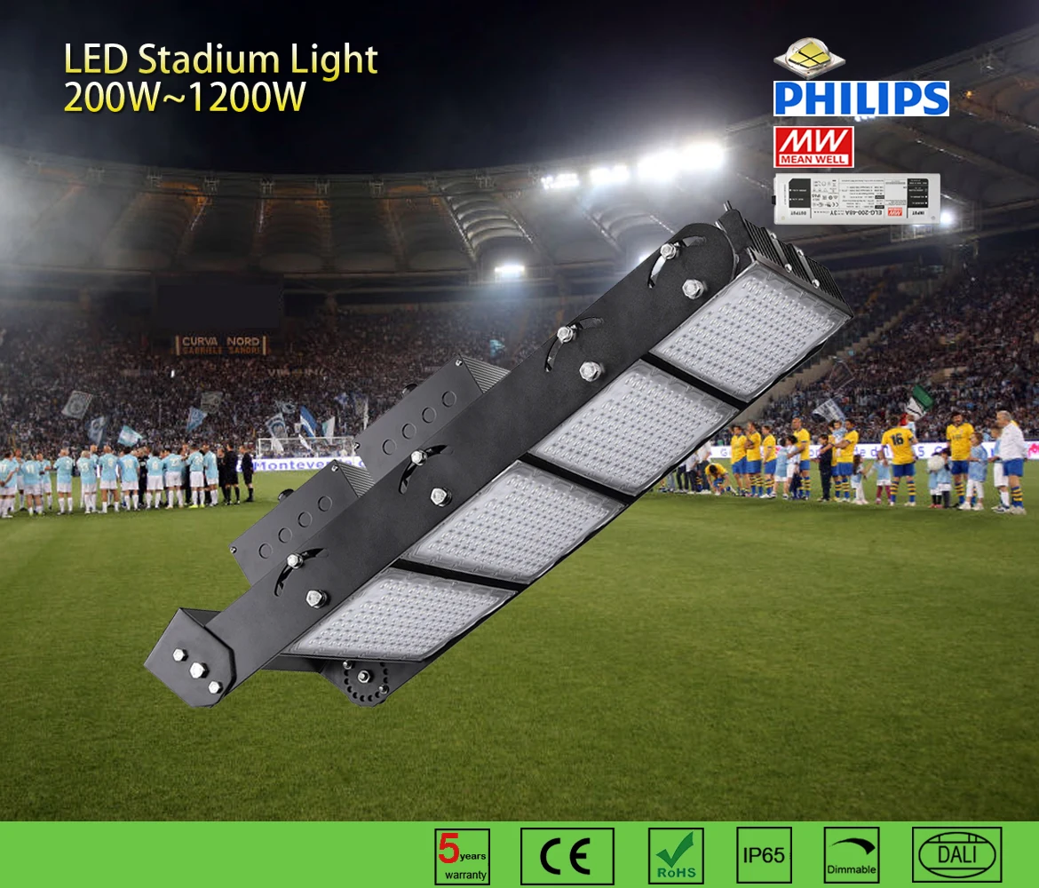 Dialux test led filips MW luminarias rectangular shape football floodlight 1000w outdoor led spot light IP65 led stadium lights