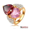 LZESHINE Double Heart Women Costume Cheap Finger Ring 18K Gold Plated Metal Jewelry Ri-HQ0303