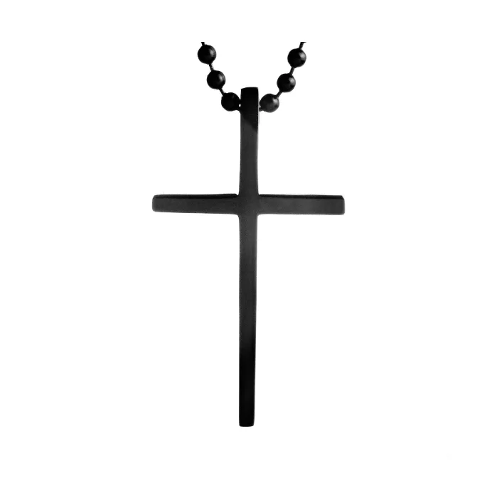 High Polish Men Cross Pendant Crucible Black Plated Stainless Steel Cross Necklace
High Polish Men Cross Pendant Crucible Black Plated Stainless Steel Cross Necklace