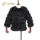 Top quality jtfur whole skin classic short fur jacket luxurious winter stripe women fluffy real fox fur coat