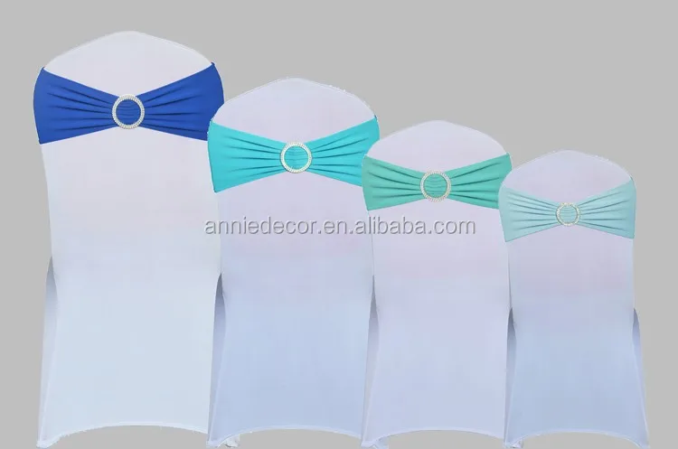 Royal Blue Elastic Chair Sashes Spandex with Buckle Wedding Banquet Party Hotel Event Decoration Chair Bows