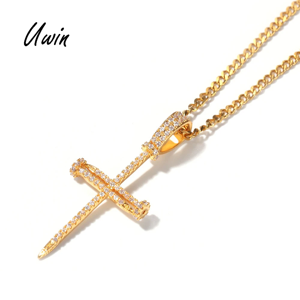 HipHop Iced Out Bling Bling Zircon Cross Nail Pendant 18K Gold Plated Pendant, Golden, silvery
HipHop Iced Out Bling Bling Zircon Cross Nail Pendant 18K Gold Plated Pendant, Golden, silvery