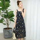 2019 Wholesale New Was Thin Holiday Temperament Chiffon Strap High Quality Floral Sexy Maxi Women Beach Dress