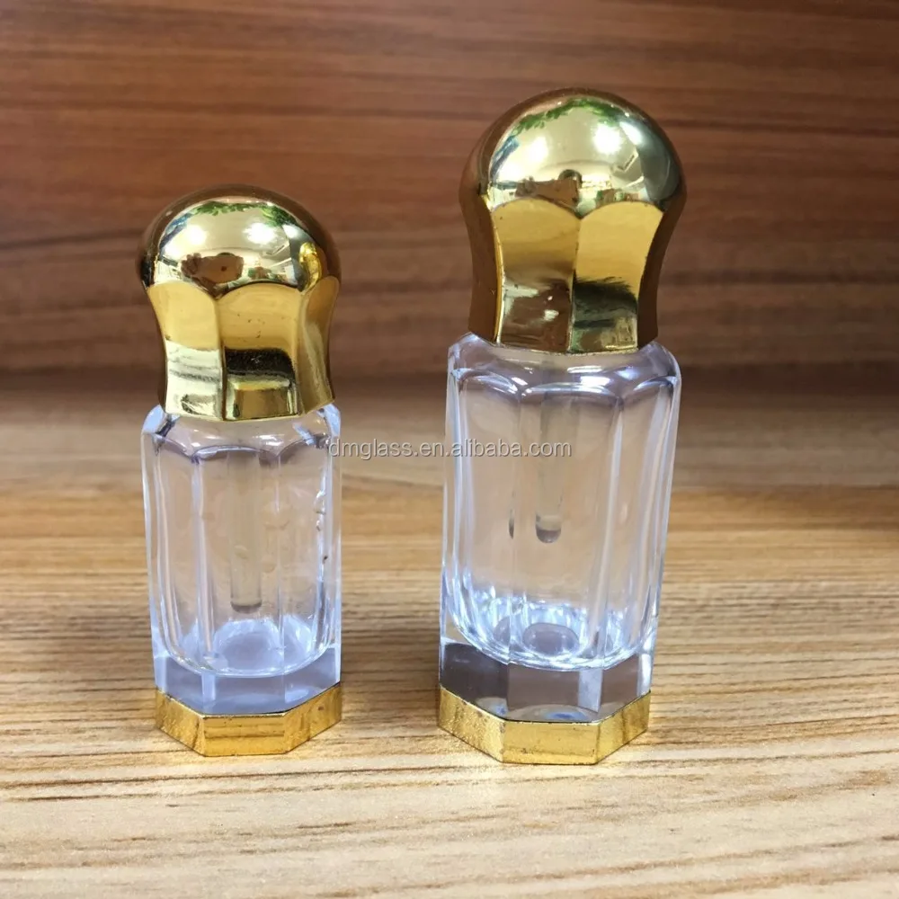 3ml 6ml 12ml octagonal perfume oil/attar bottle wholesale crystal perfume bottles glass stick
