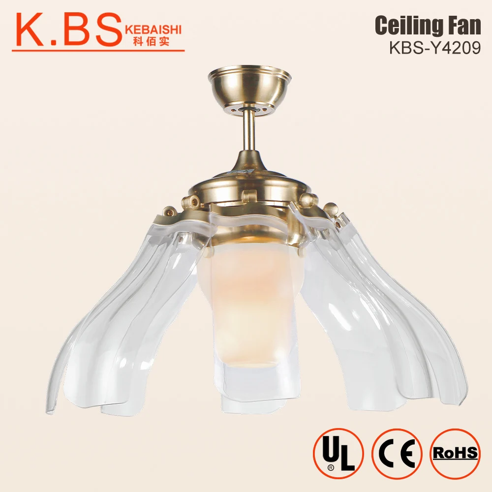 Electric Fancy Folding Blades Acrylic Lampshade Remote Control Invisible Ceiling Fan With Light Buy Electric Ceiling Fan Folding Blades Ceiling