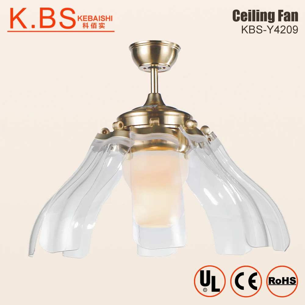 Electric Fancy Folding Blades Acrylic Lampshade Remote Control