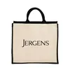 Wholesale Reusable Top Open Farm Market Jute And Cotton Blend Grocery Shopping Bag With Printed Logo
