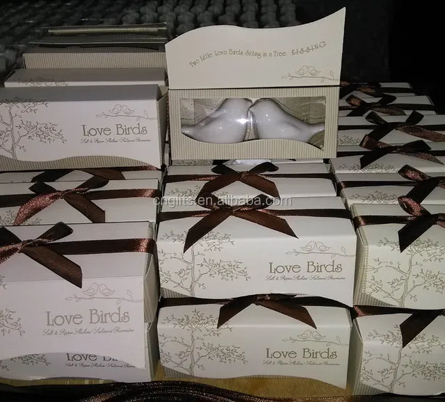 favors love birds salt and pepper shakers for wedding gifts