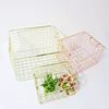Modern square shape storage basket metal wire basket with 4 colors and three sizes