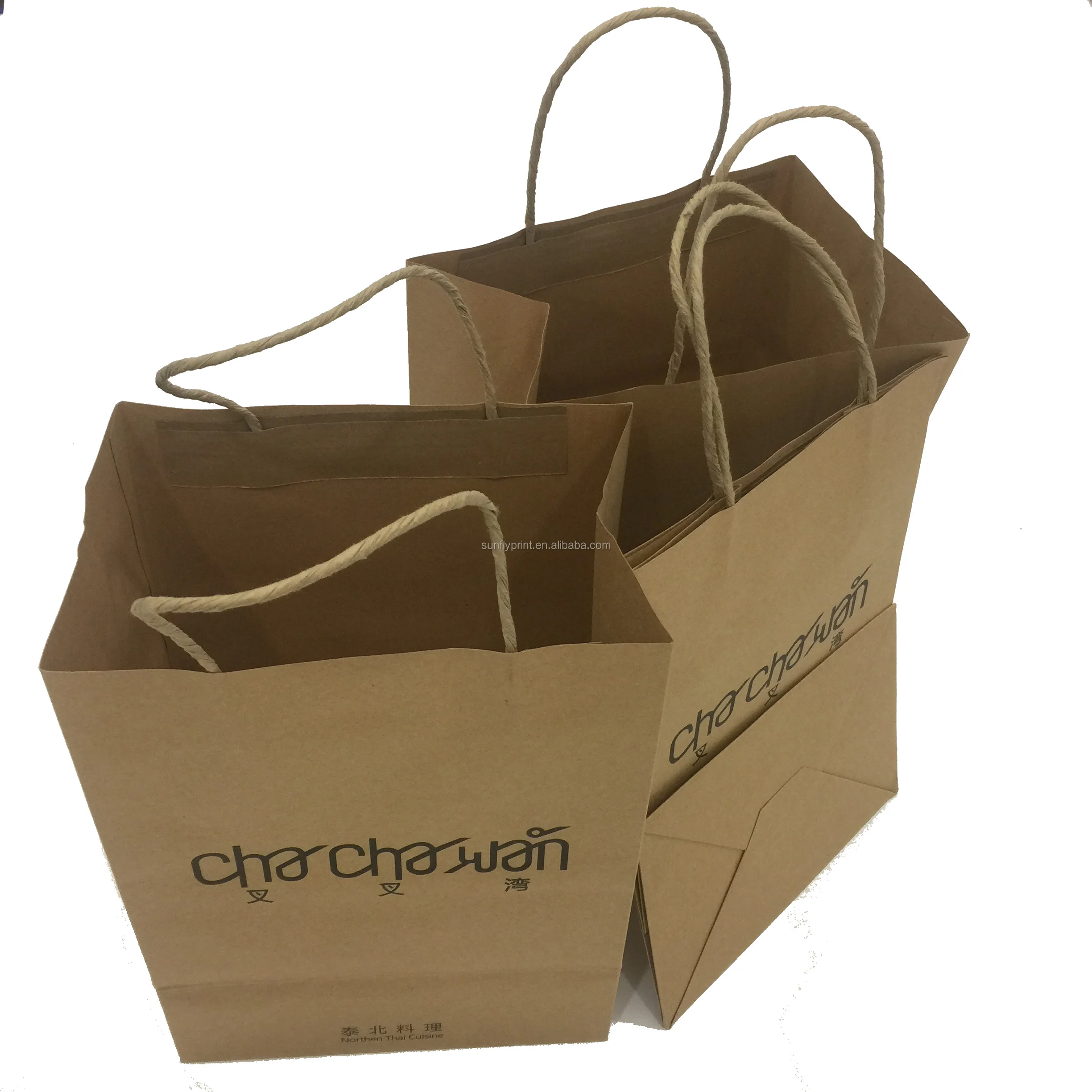 custom print logo kraft brown paper bag retail luxury shopping