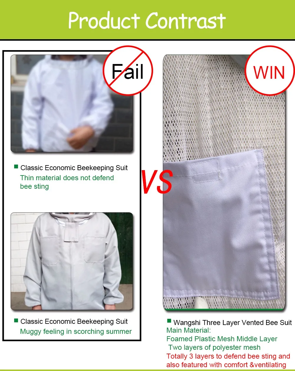 꿀벌 보호 의류 3층 공기가 뚫린 연출망 꿀벌 양육 수면 뚜?? 이 있는 꿀벌 양식복