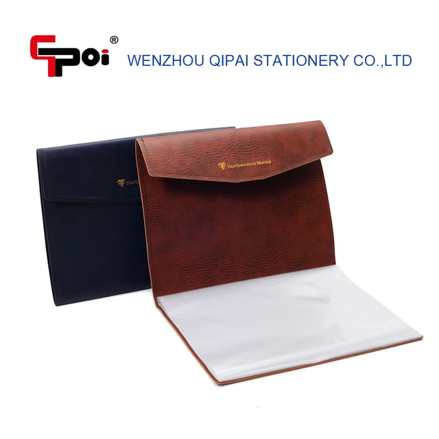 stationery factory high quality leather portfolio folder with