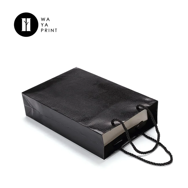 art paper matt lamination black paper bag without logo