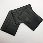 custom emboss logo black pu leather mens card holder