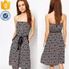 Sexy elasticated bandeau neckline dress with relaxed side pockets casual women dress for wholesale