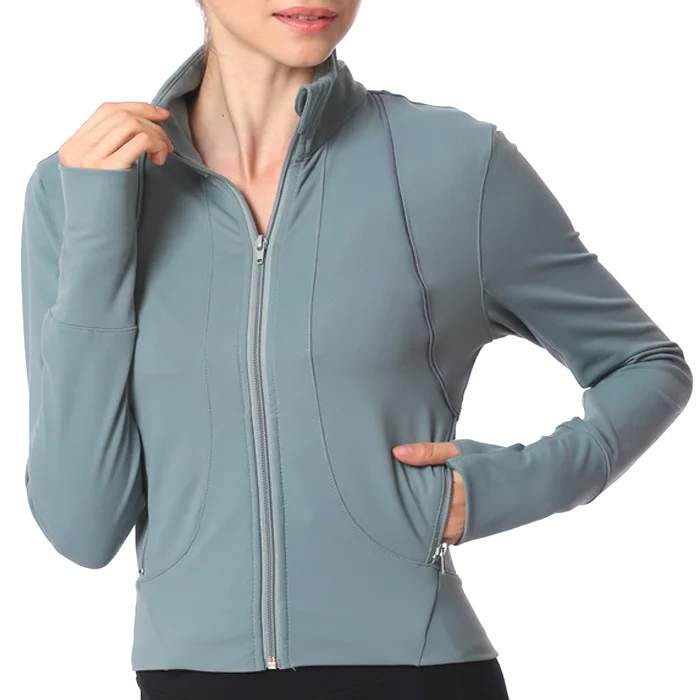 thumb holes zipper pockets custom private label dri fit cotton like supplex quick dry women yoga sports jacket, Solid pink;white;optional 35colors
thumb holes zipper pockets custom private label dri fit cotton like supplex quick dry women yoga sports jacket, Solid pink;white;optional 35colors