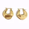 KM brand new retro designer customized night club fashion jewelry yellow gold oval clip on earring curved copper hoop earrings