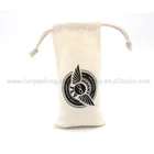 Custom logo printed drawstring pouch small 100% natural cotton bags for jewellery