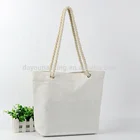 Reusable custom printed canvas rope handle beach wholesale standard size tote carry cotton shopping bag with logo