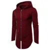 Wholesale blank longline long sleeve fashion streetwear custom wine red hoodie
