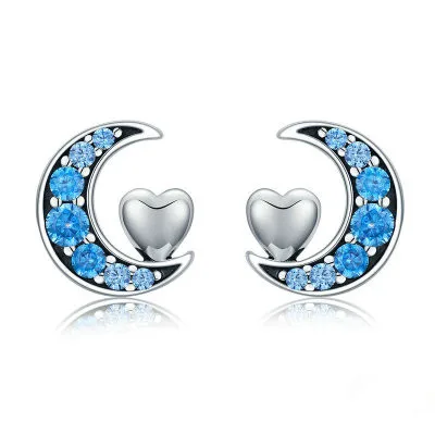 Dainty 925 Sterling Silver Moon Heart Stud Earrings Blue CZ Stone Jewelry for Girls 
Dainty 925 Sterling Silver Moon Heart Stud Earrings Blue CZ Stone Jewelry for Girls