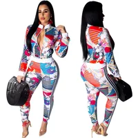 New Arrivals Fashion Women Front Zipper Long Sleeve Jacket Side Striped Slim Pants Floral Printed 2 Piece Set Fitness Tracksuit
New Arrivals Fashion Women Front Zipper Long Sleeve Jacket Side Striped Slim Pants Floral Printed 2 Piece Set Fitness Tracksuit