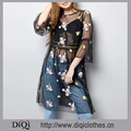Wholesale New Fashion Sexy See Through Summer Black Stud Floral Embroidered Mesh Dresses