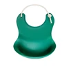 New Washable Soft Silicone Baby Bibs Green Blue Pink Yellow Eating Adjustable Pocket Food Catcher Baby Silicone Bibs