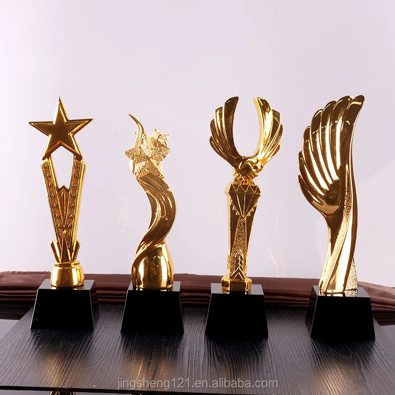 Golden resin Souvenir Use champion Award With Black Crystal Base
