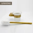 OEM Gold coloured bathroom accessories stainless steel toilet brush set and holder