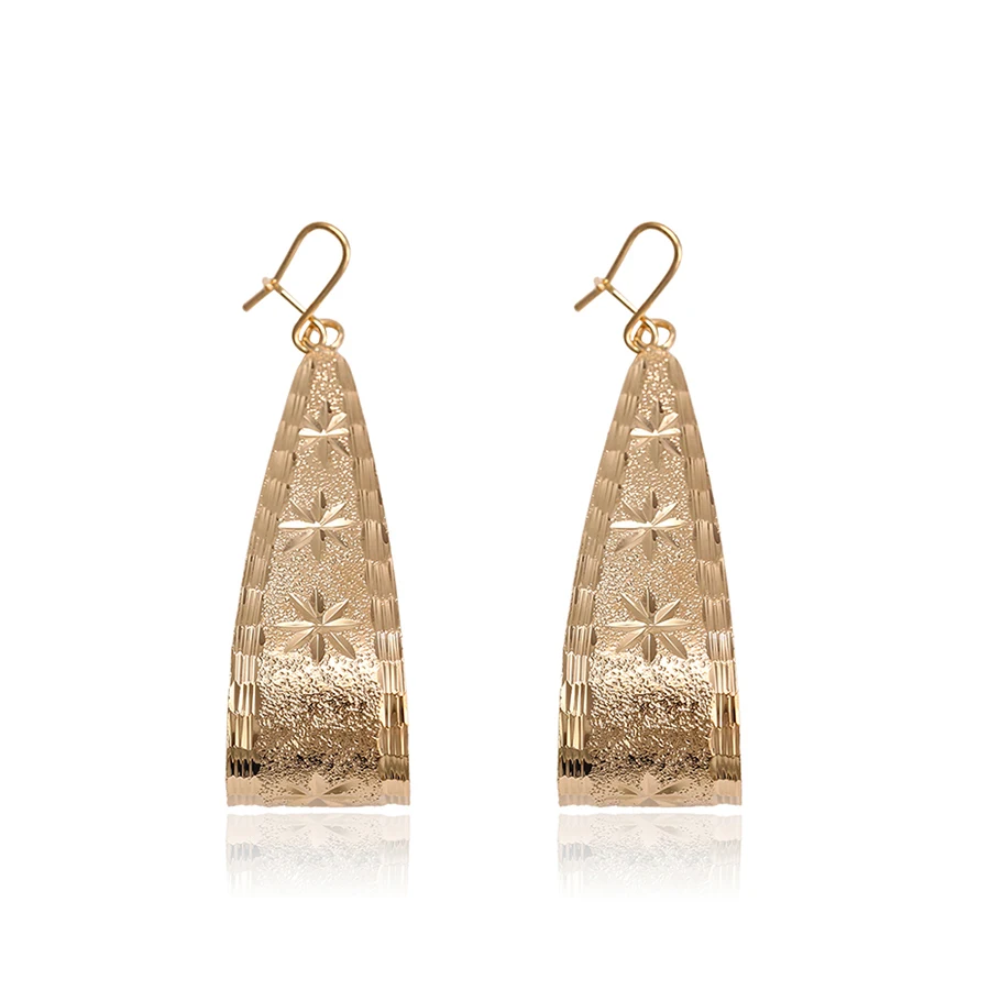 93692 high quality flower countermark arabic style gold earring designs for party
93692 high quality flower countermark arabic style gold earring designs for party