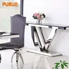 Modern stainless steel home furniture tempered glass console table