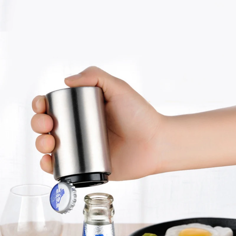 Magnetic Stainless Steel Beer Bottle Opener Push Down Automatic Bottle Opener, Sliver
Magnetic Stainless Steel Beer Bottle Opener Push Down Automatic Bottle Opener, Sliver