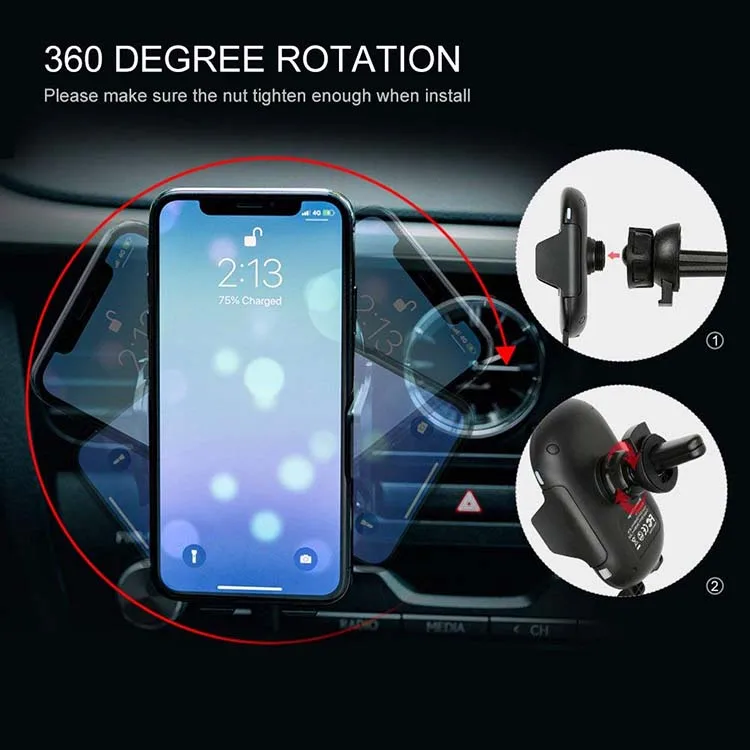 Fast Wireless Car Charger 10W Automatic Induction Car Mount Air Vent Phone Holder Cradle for iPhone 8 Plus X XS XR Samsung S9 S8