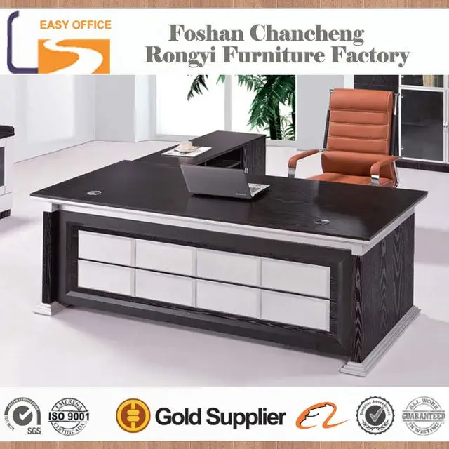 2014 New design solid wood office executive glass table modern