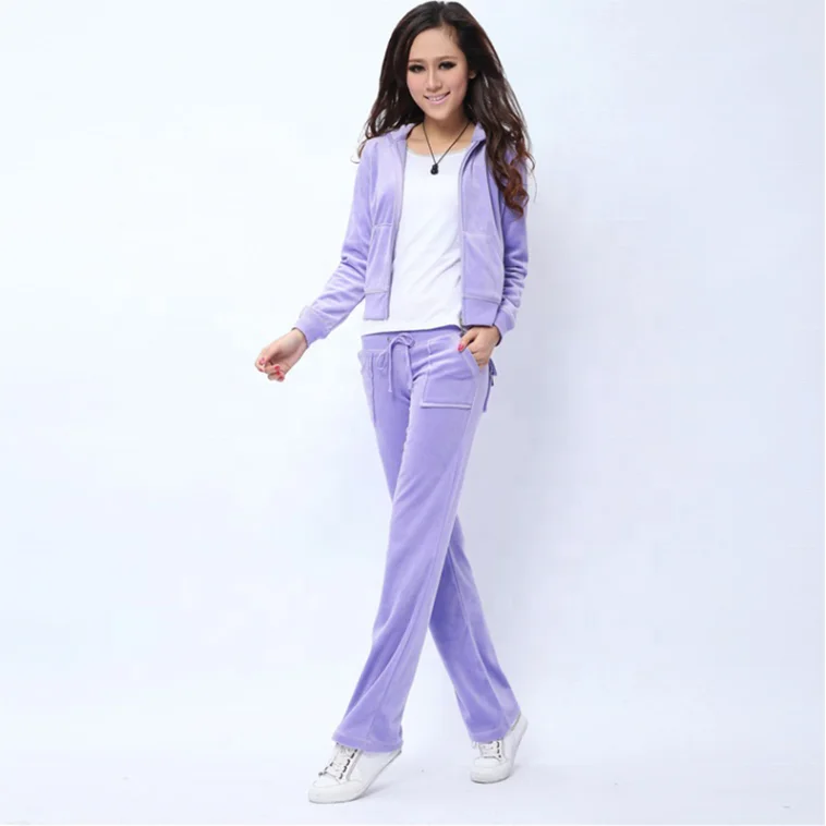 lavender velour tracksuit