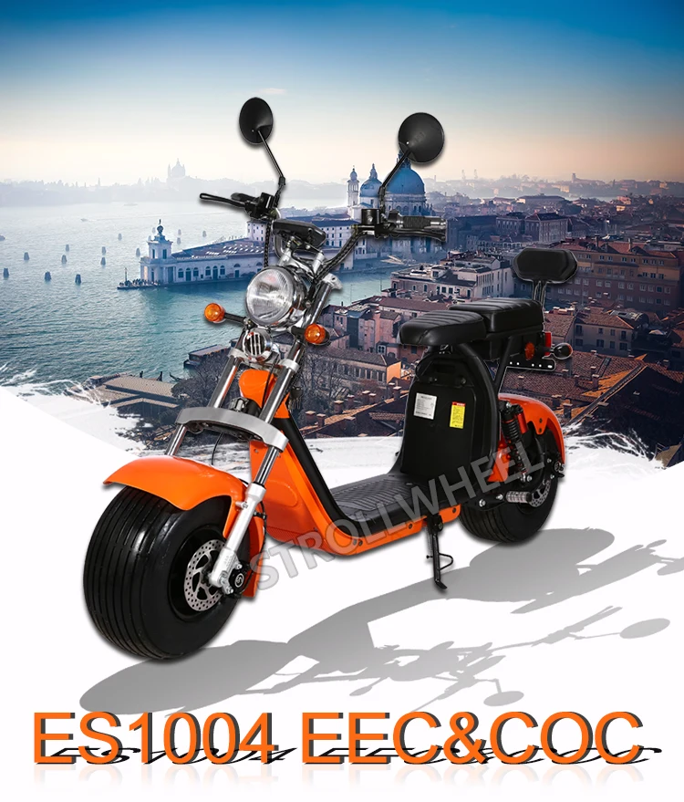 Eec Coc Citycoco 1000w 60v Fat Tire 2 Wheel Electric Bike Scooter