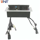 Conference Zinc Alloy Tabletop Hidden Multi-function Pop Up Power Socket Box with Connection Cables