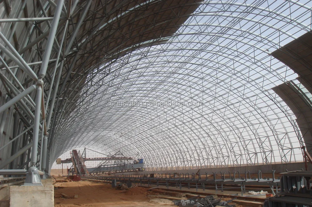 Steel Frame Arch Coal Storage Shell Space Frame Roof Systems Building