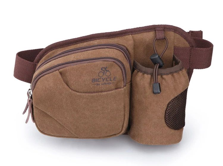 New arrival! Khaki canvas waist packs waterproof running bag unisex fanny pack cycling bum bag outdoor belt bag free shipping