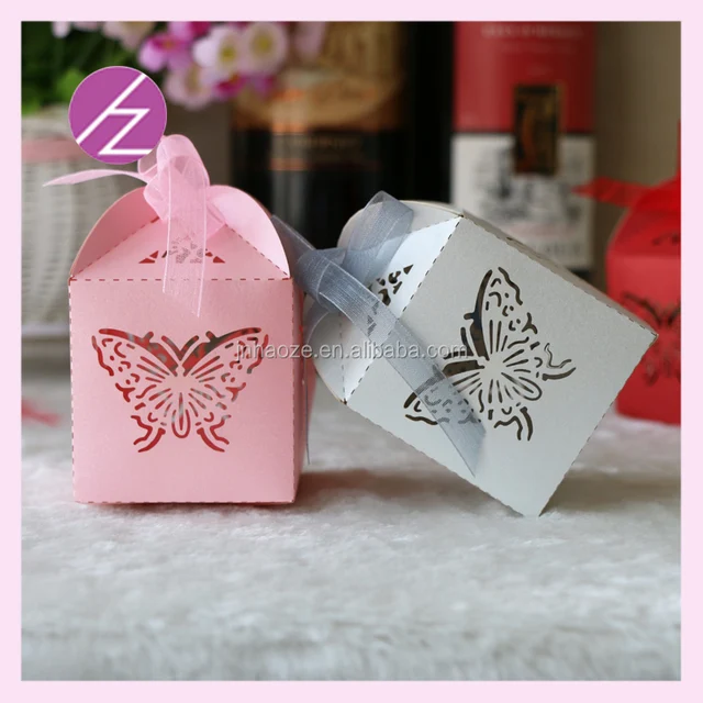 2015 latest design happy wedding candy box with unique butterfly
