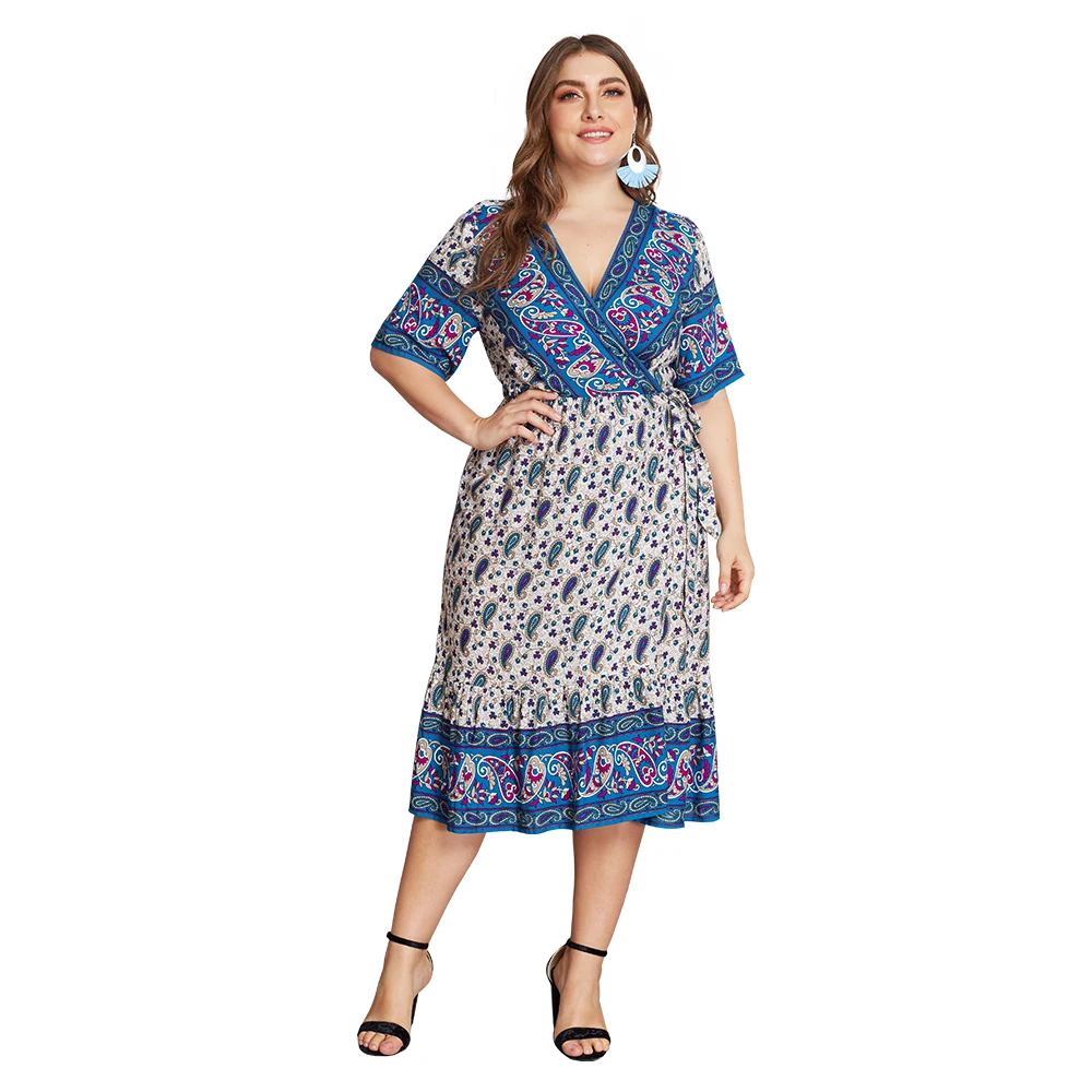 2019 new dress Sexy and unrestrained Short sleeve V collar Party beach skirt Large size Bohemian print skirt, Picture color
2019 new dress Sexy and unrestrained Short sleeve V collar Party beach skirt Large size Bohemian print skirt, Picture color
