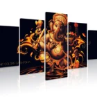 Home Decor Painting 5 Panels Giclee Artwork Golden Buddha Oil Painting Canvas Prints