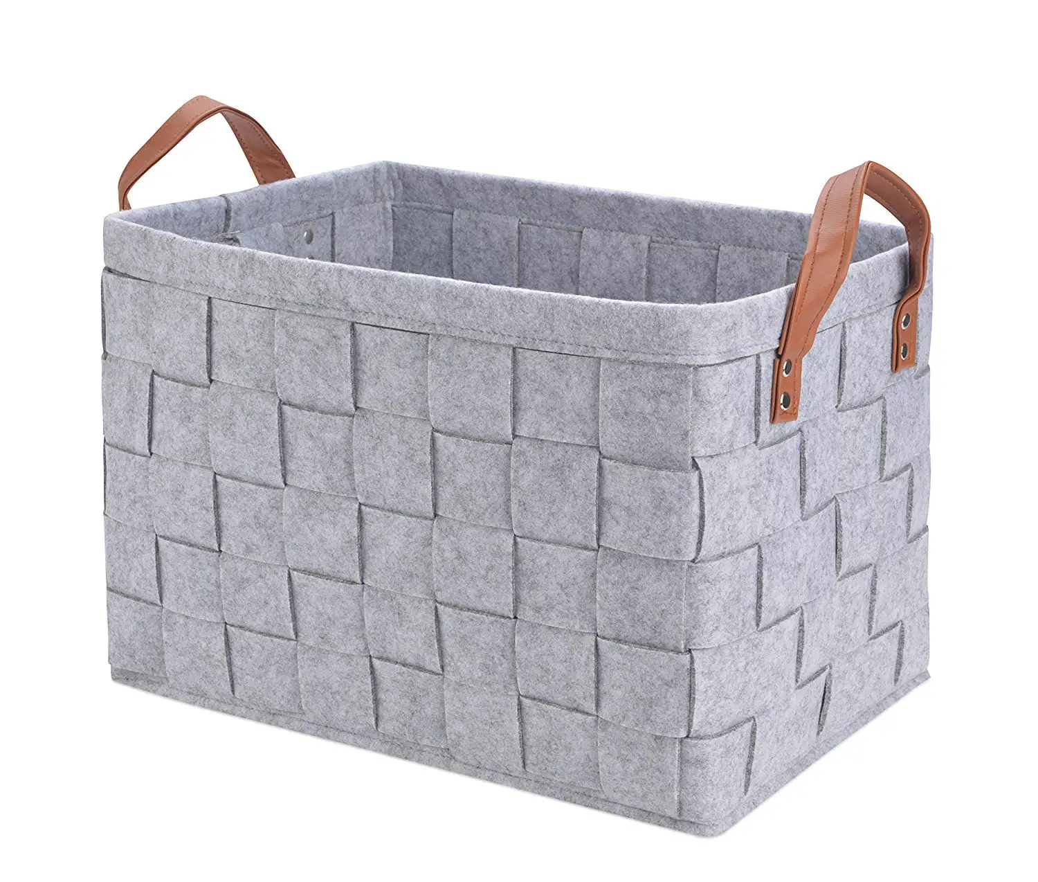 Eco friendly soft decorative non woven large fabric storage basket with handles, Gray
Eco friendly soft decorative non woven large fabric storage basket with handles, Gray