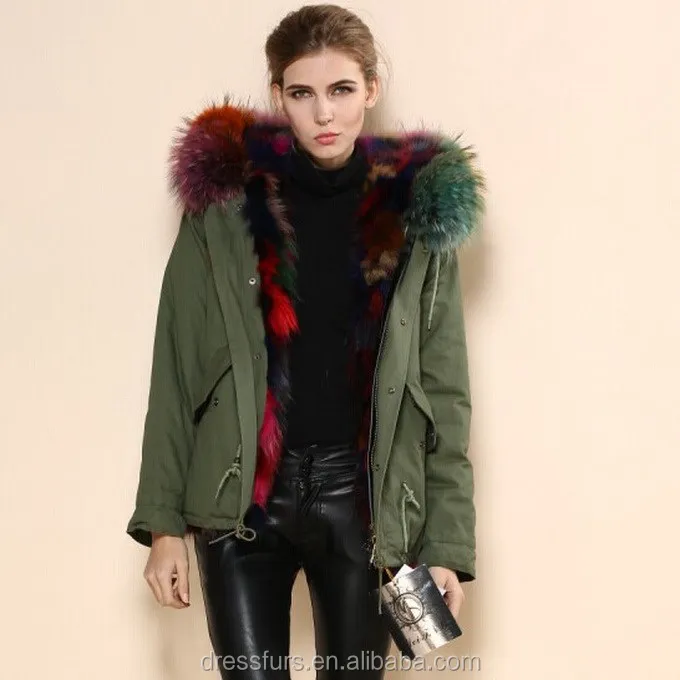 OEM/ODM fabbricazione donne di usura/canadese reale fox fur coat red winter parka