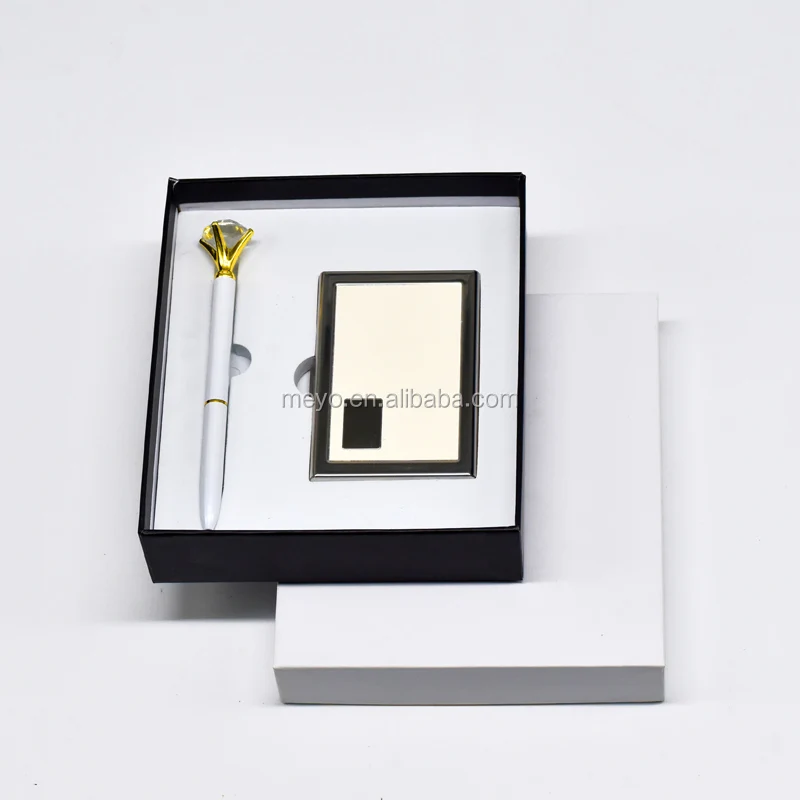 for girls metal card holder case and ball pen women gift set