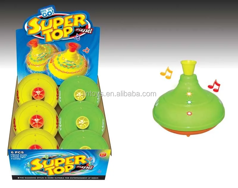 super fun game 2 colors spinning top gun toy with light